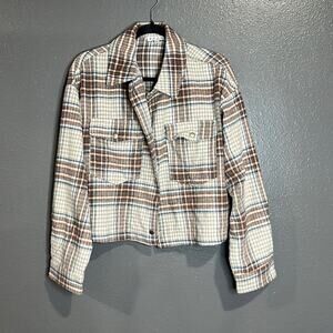 Hyfve Cropped Plaid Lightweight Jacket L
